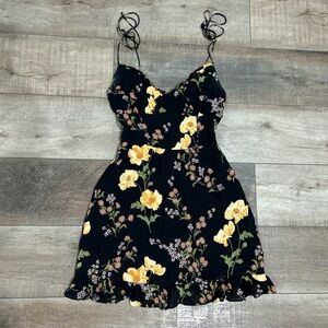 Reformation Esther Black and Yellow Floral Dress